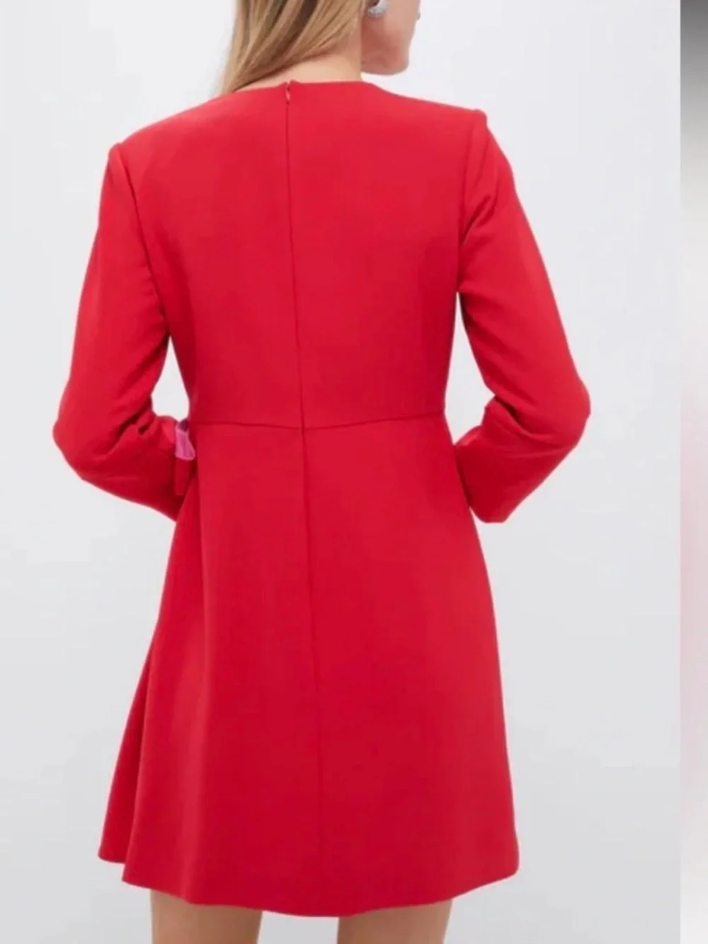 Tuckernuck Sienna Wrap Mini Dress Crepe Long Sleeve Poppy Red & Hot Pink XL NWT
